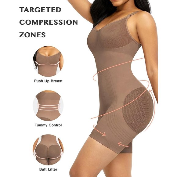 Tummy Control Full Coverage Bust Seamless Bodysuit Mid Thigh Butt Lifter - Picture 3 of 6
